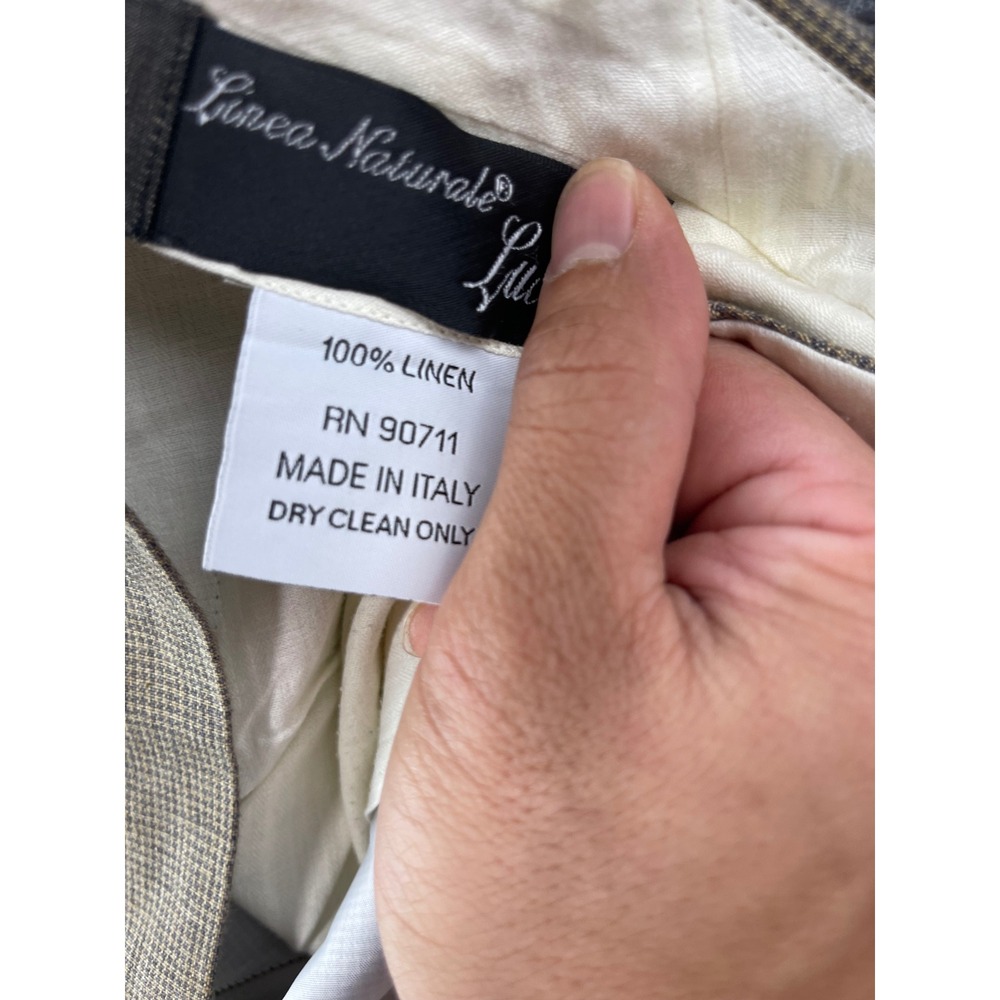 Linea Naturale Luxe Tessuti di Sondrio 100% Linen Pants Italy Tan Brown W38xL34 - Picture 4 of 11